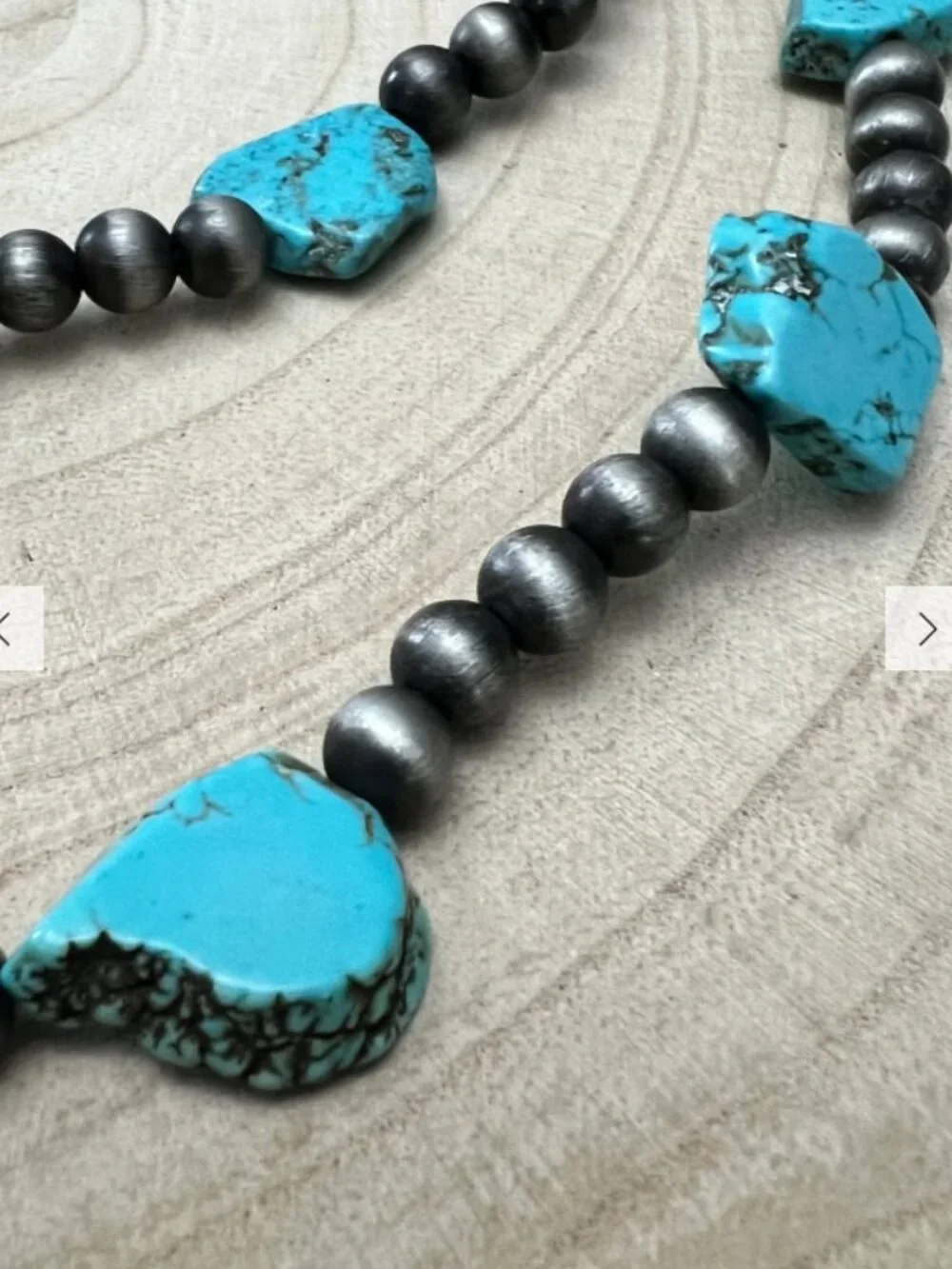 Western Long Faux Turquoise Nugget & Sterling Pearl Statement Necklace — 46 Inch